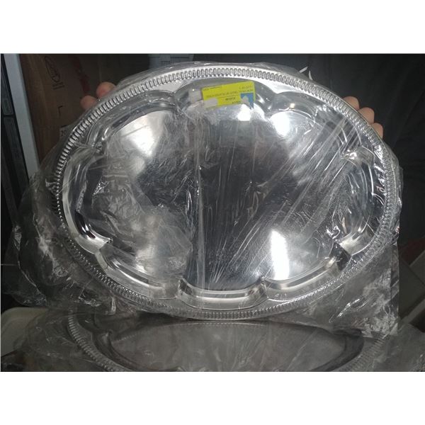 3-NEW 18" OVAL CHROME PLATTERS