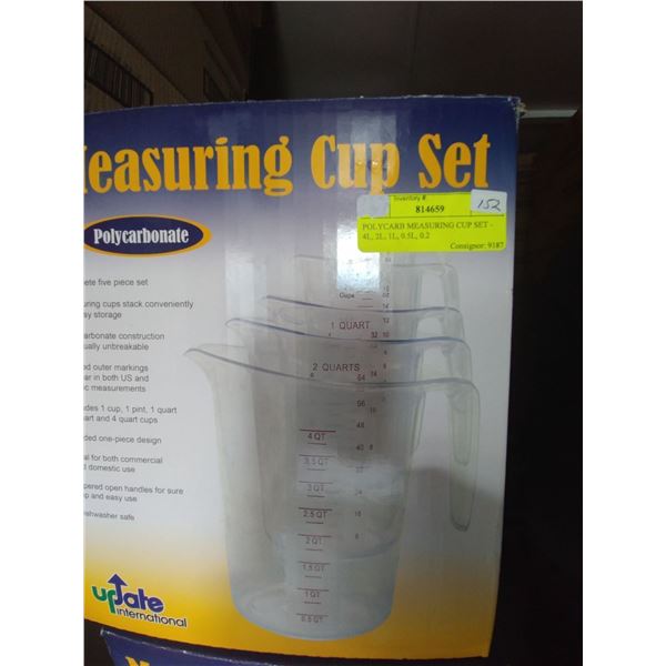 NEW- POLYCARD MEASURING CUP SET (4L, 2L, 1L, .5L, .25L)