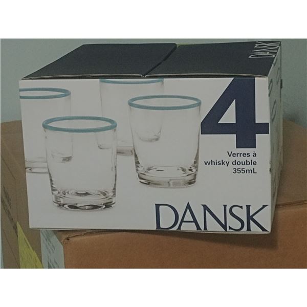 NEW SET OF 4 DANSK 12OZ WHISKEY GLASSES