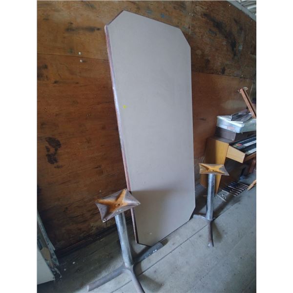 rectangluar table top approx 8ft long and 2 bases