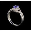 Image 4 : 14KT White Gold 0.93 ctw Tanzanite and Diamond Ring