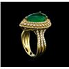 Image 4 : 14KT Yellow Gold 4.10 ctw Emerald and Diamond Ring