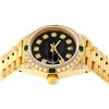 Image 2 : Rolex Ladies 18K Yellow Gold Black Diamond And Emerald President With Rolex Box