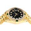 Image 3 : Rolex Ladies 18K Yellow Gold Black Diamond And Emerald President With Rolex Box