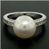 Image 2 : 14k White Gold 10.6mm Akoya Pearl Ring w/ 0.54 ctw F VS Round Diamond Accents