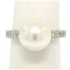 Image 4 : 14k White Gold 10.6mm Akoya Pearl Ring w/ 0.54 ctw F VS Round Diamond Accents