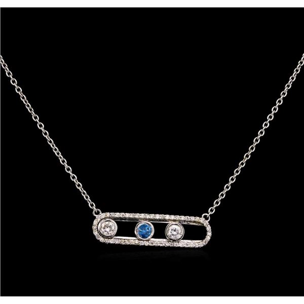 0.64 ctw Blue Diamond Necklace - 14KT White Gold