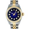 Image 2 : Rolex Ladies 2 Tone Blue Vignette Diamond 26MM Oyster Perpetual Datejust Wristwa