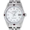 Image 1 : Rolex Mens Stainless Steel White Diamond & Ruby 36MM Datejust Wristwatch