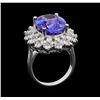Image 4 : GIA Cert 11.27 ctw Tanzanite and Diamond Ring - 14KT White Gold