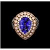 Image 2 : 7.31 ctw Tanzanite and Diamond Ring - 14KT Rose Gold