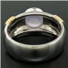 Image 8 : Men's Ribbed 18k Two Tone Gold GIA Certified Round Star Sapphire Solitaire Ring