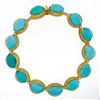 Image 3 : 18k Yellow Gold GIA Certified Large Cabochon Greenish Blue Turquoise Statement N