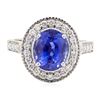 Image 2 : 5.17 ctw Oval Mixed Blue Sapphire And Round Brilliant Cut Diamond Ring - 18KT Wh