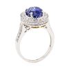 Image 4 : 5.17 ctw Oval Mixed Blue Sapphire And Round Brilliant Cut Diamond Ring - 18KT Wh