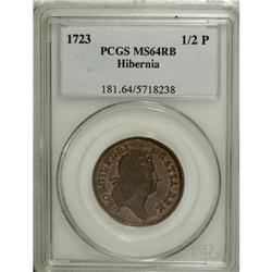 1723 1/2P Hibernia Halfpenny MS64 Red and Brown