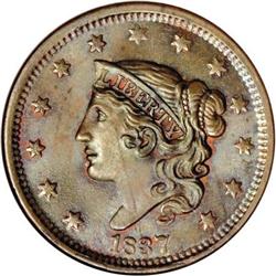 1837 1C Head of 1838 MS66 Brown NGC