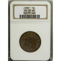 1837 1C MS62 Brown NGC N-1