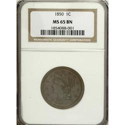 1850 1C MS65 Brown NGC