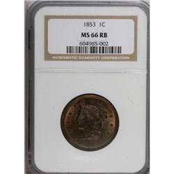 1853 1C MS66 Red and Brown NGC