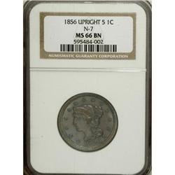 1856 1C Upright 5 MS66 Brown NGC
