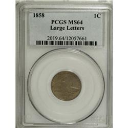 1858 1C Large Letters MS64 PCGS