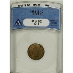 1909-S 1C MS62 Red and Brown ANACS