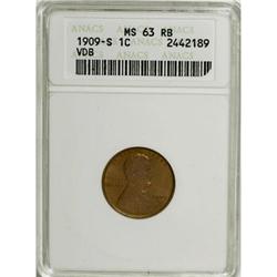 1909-S VDB 1C MS63 Red and Brown ANACS
