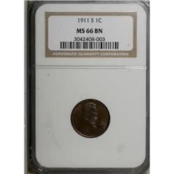 1911-S 1C MS66 Brown NGC