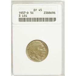 1937-D 5C Three-Legged XF45 ANACS