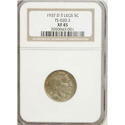 1937-D 5C Three-Legged XF45 NGC