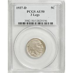 1937-D 5C Three-Legged AU50 PCGS