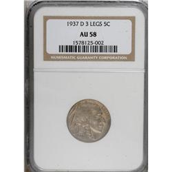 1937-D 5C Three-Legged AU58 NGC