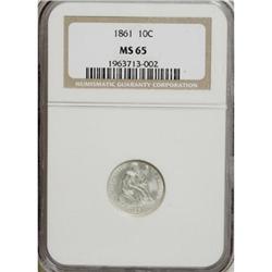 1861 10C MS65 NGC