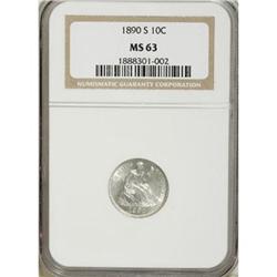 1890-S 10C MS63 NGC Large S