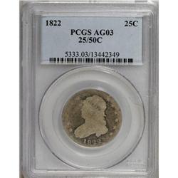 1822 25C 25/50C AG3 PCGS B-2, R.5