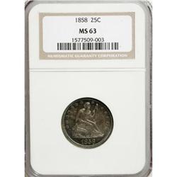 1858 25C MS63 NGC
