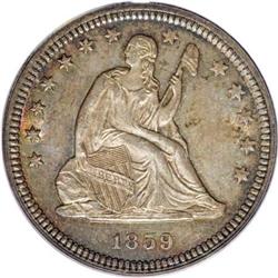 1859 25C MS64 PCGS