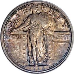 1916 Standing Liberty 25C AU Details NCS