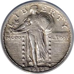 1918/7-S 25C AU50 ANACS