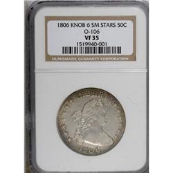1806 50C Knobbed 6, Small Stars VF35 NGC