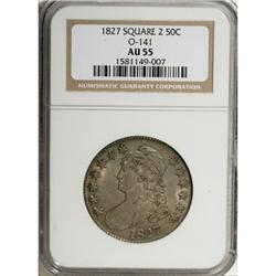 1827 50C Square Base 2 AU55 NGC O-141