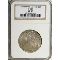 1829 50C Small Letters AU58 NGC O-115