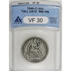 1846-O 50C Tall Date VF30 ANACS