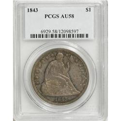 1843 $1 AU58 PCGS