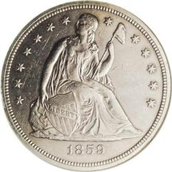 1859-S $1 AU58 ANACS