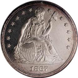 1867 $1 PR66 Cameo NGC