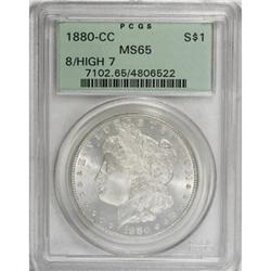 1880-CC $1 8 Over High 7 MS65 PCGS