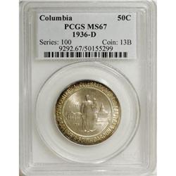 1936-D 50C Columbia MS67 PCGS