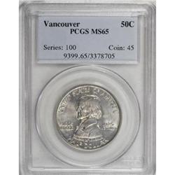 1925 50C Vancouver MS65 PCGS